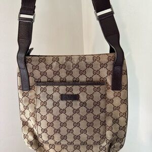 Gucci Beige and Brown Messenger Bag